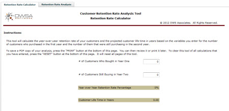 DWS Associates Customer Retention Rate Calculator