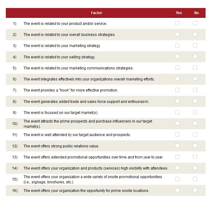 trade show event sponsorship participation checklist