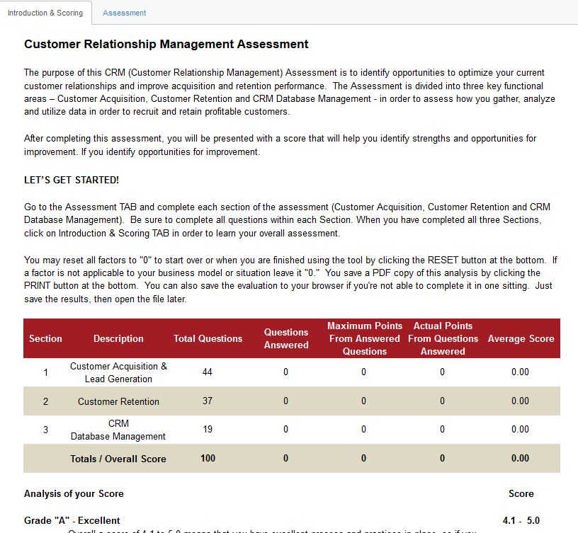 DWS Associates CRM Assessment Tool