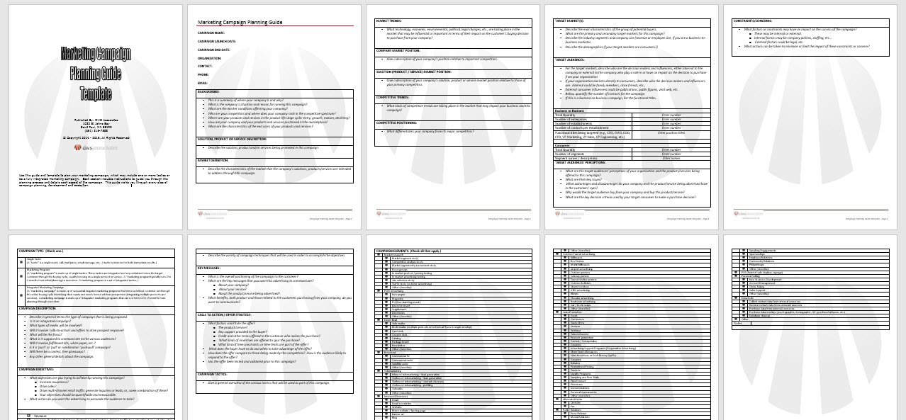 DWS Associates Marketing Campaign Planning Guide & Template