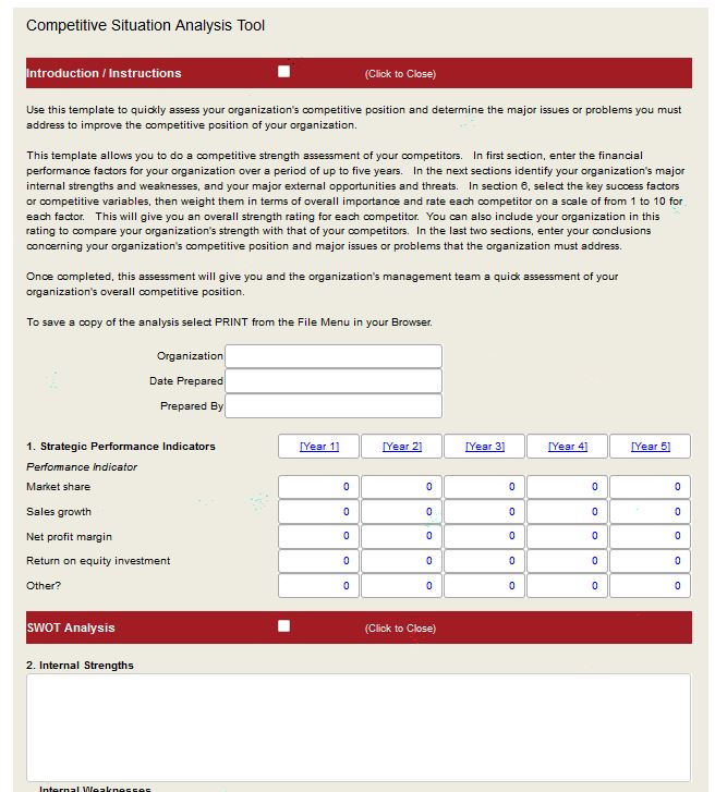 DWS Associates Competitive Situation Analysis Template