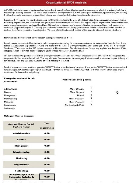 DWS Associates SWOT Analysis Tool